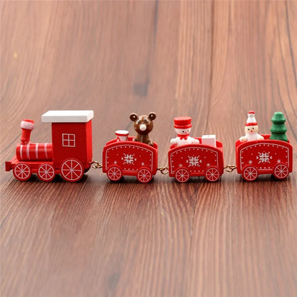 Christmas Train Painted Wood Decoration