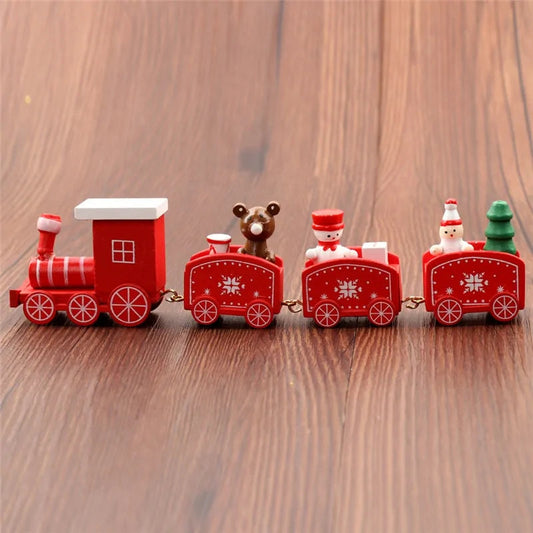 Festive Wooden Christmas Train Decor